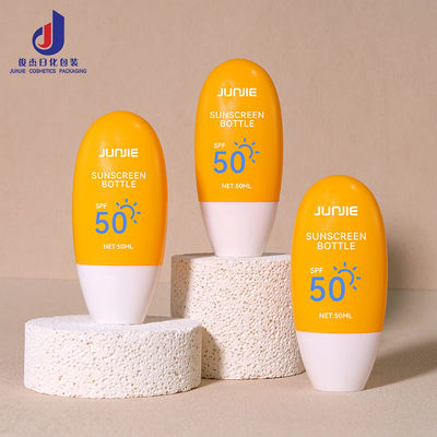 กระป๋องบดแบบกลมเรียบ 50 มิลลิลิตร กระป๋องครีมกันแดด เครื่องสําอางด้วยคอ PE และหมวกสกรูขาว